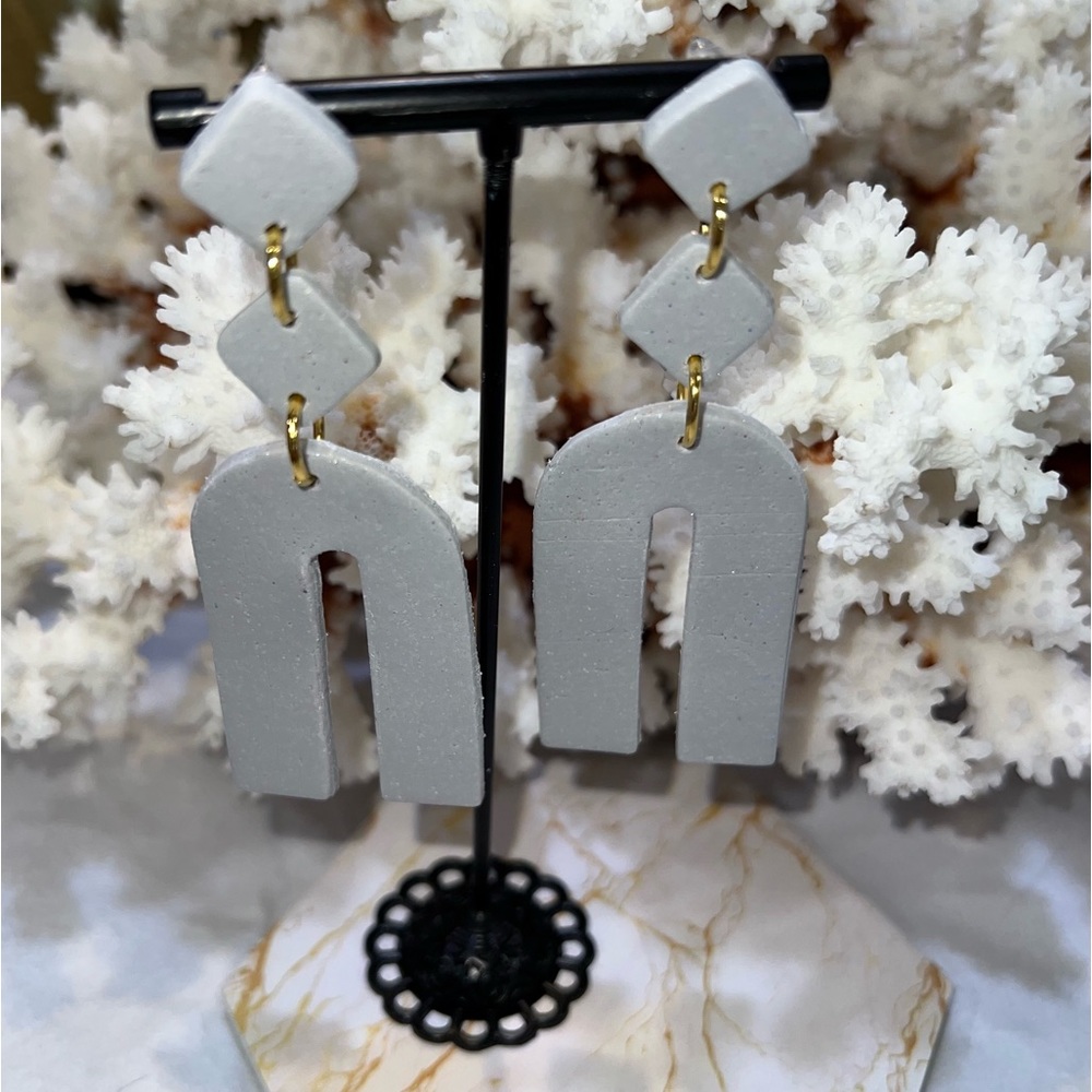 Gray clay earrings for all occasions